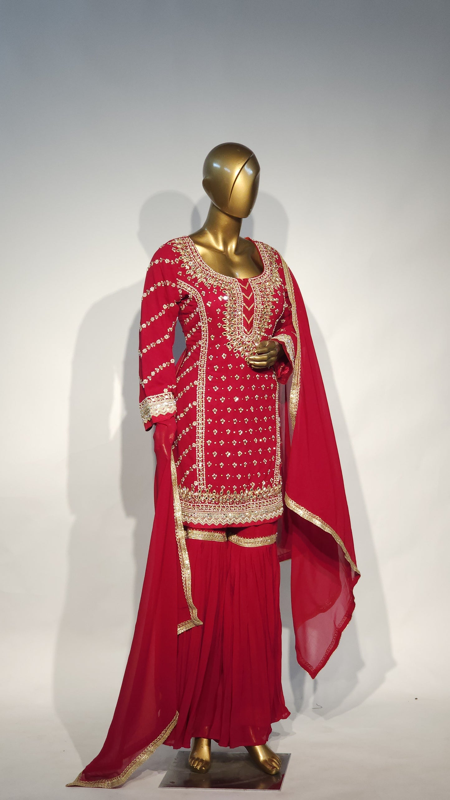 Embroidered Women's Stitched Garara