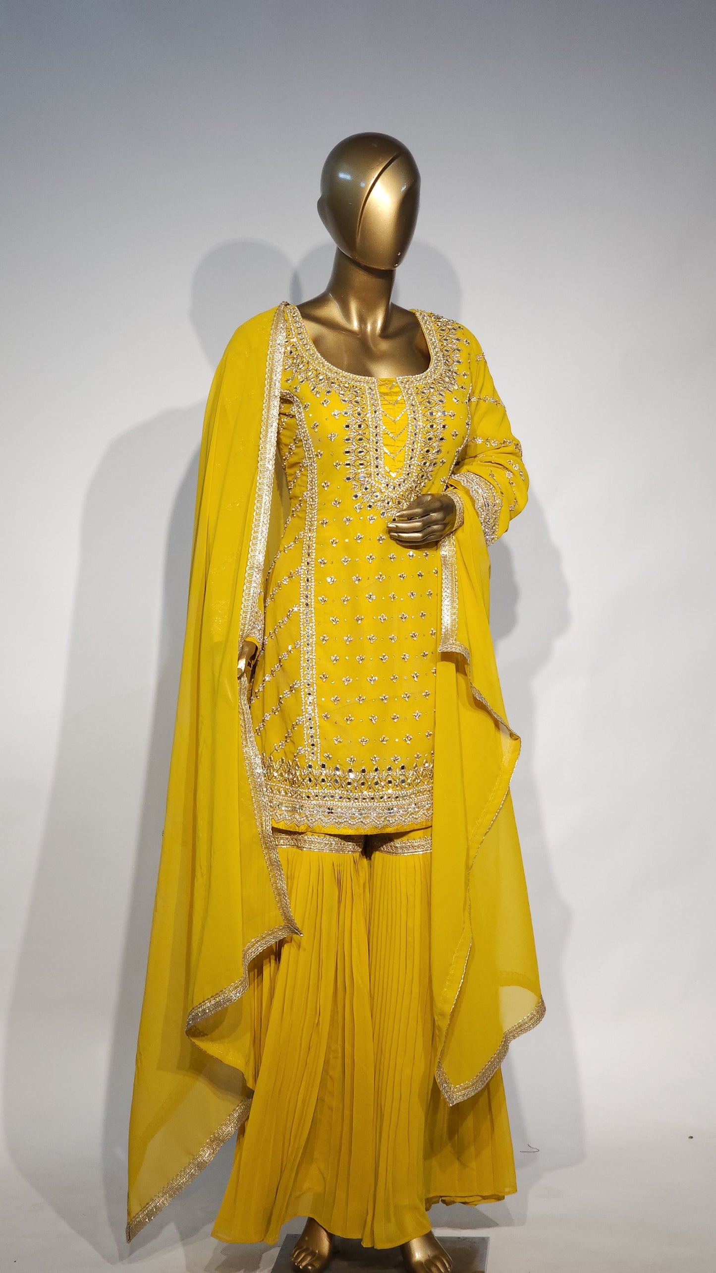 Embroidered Women's Stitched Garara