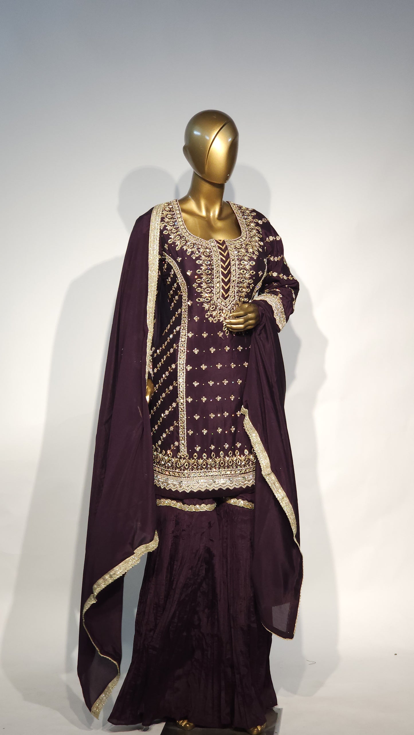 Embroidered Women's Stitched Garara
