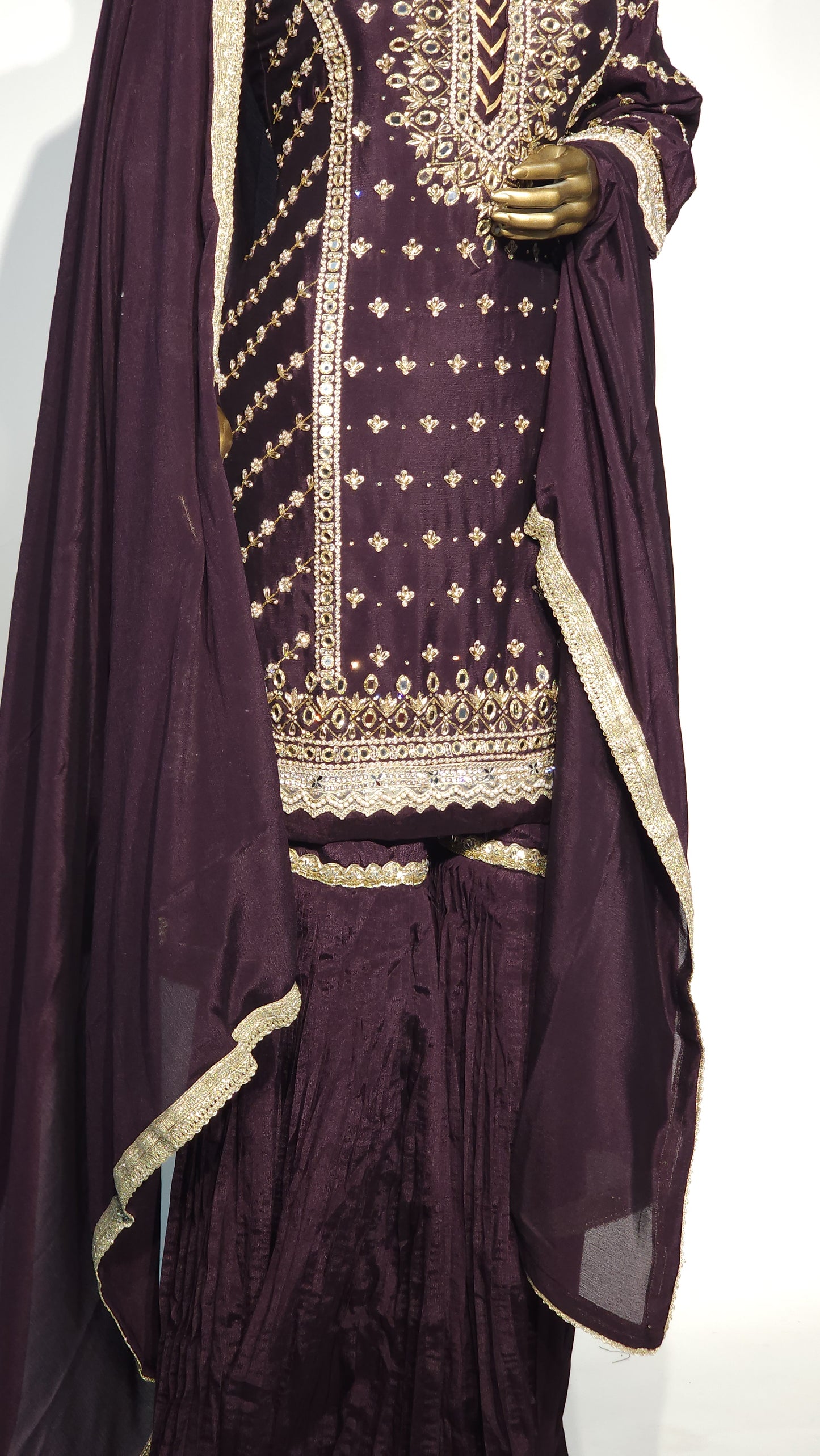Embroidered Women's Stitched Garara