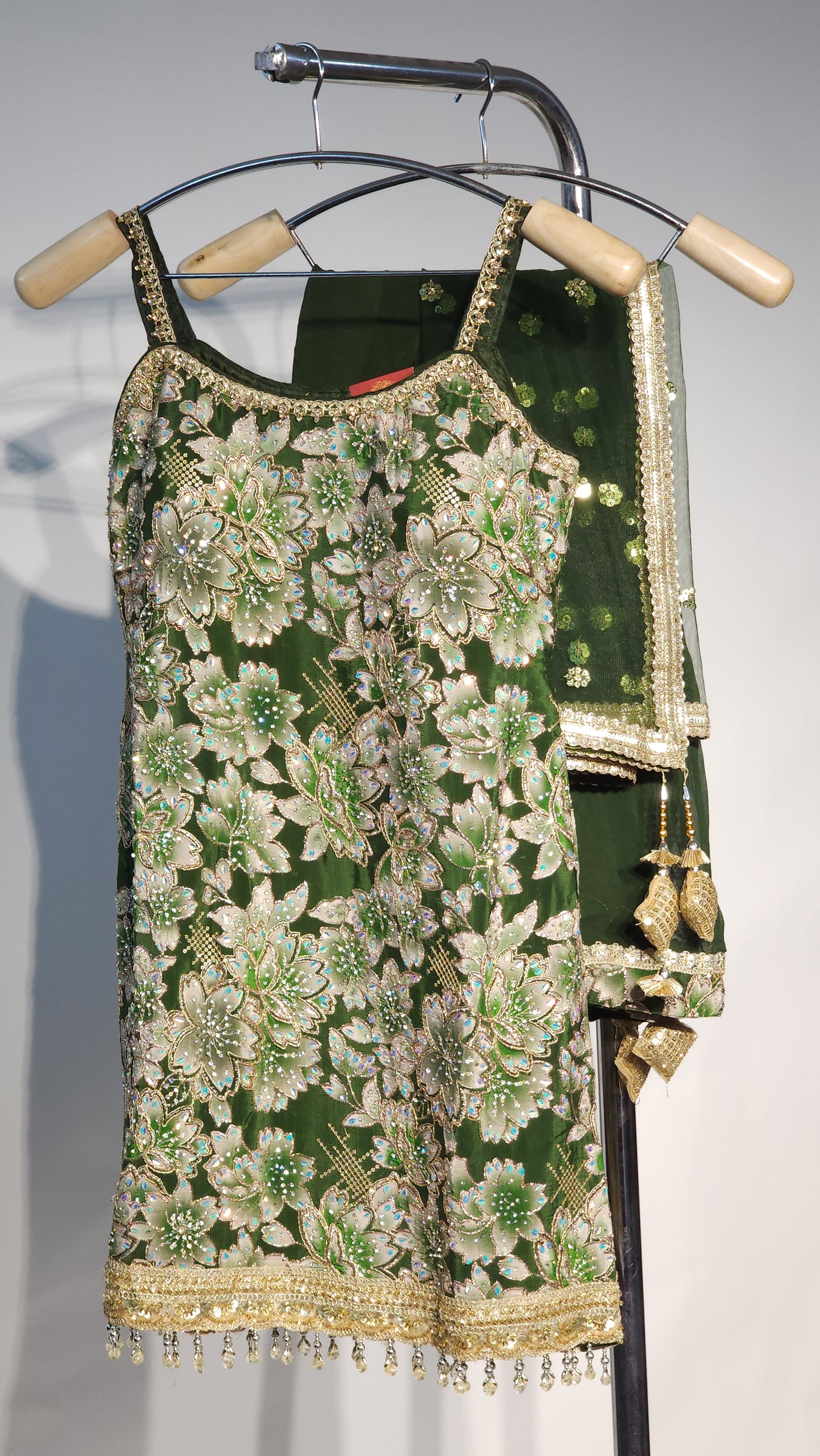 Stunning Zari Work Sleeveless Sharara Suit