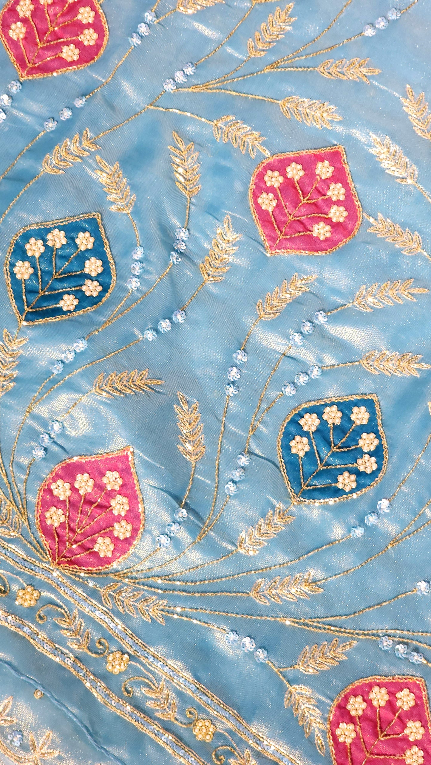 Pearl Hand Designed Suits On Shimmer Silk Base