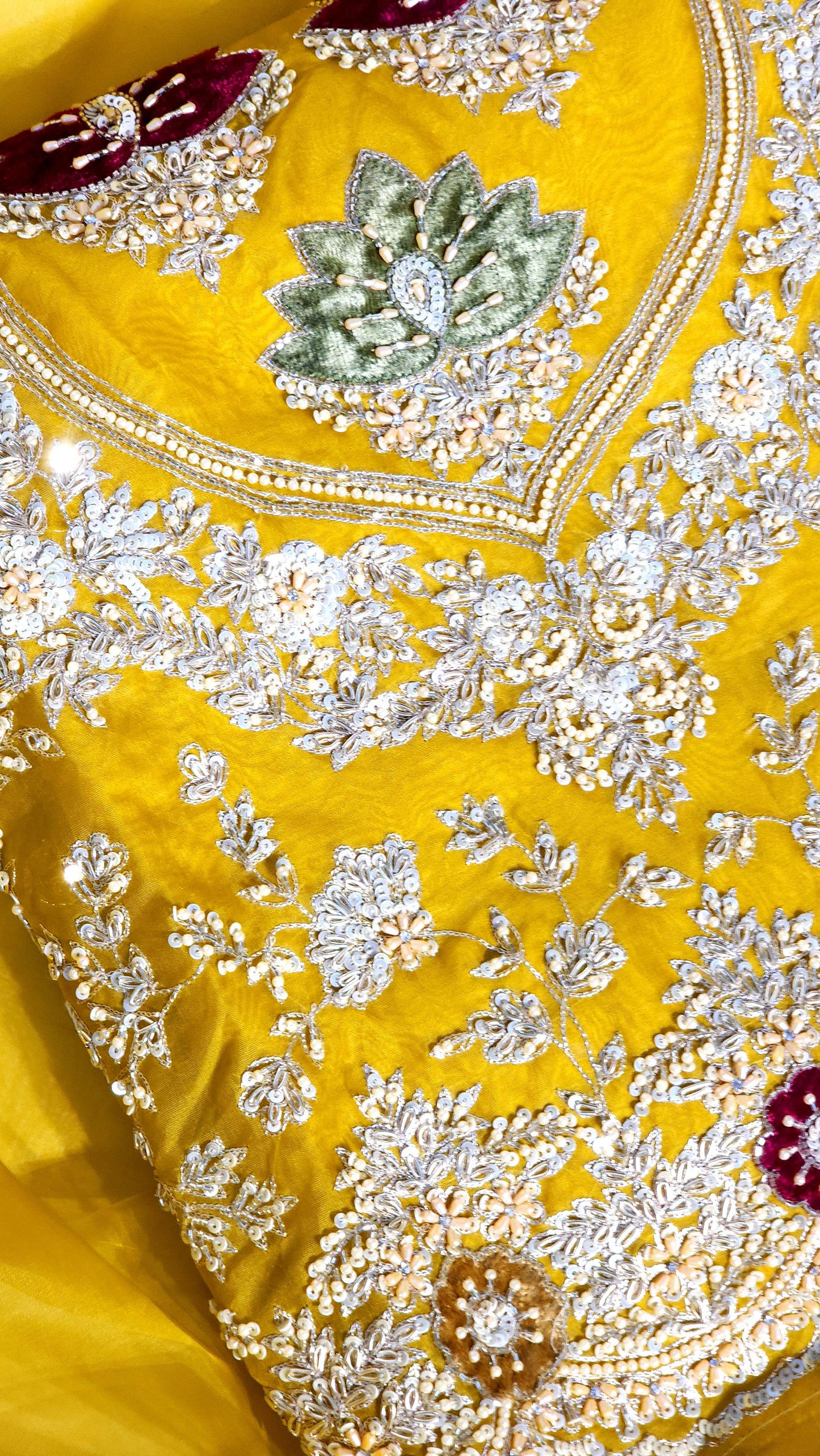 Yellow Suit Velvet Flowers Designed