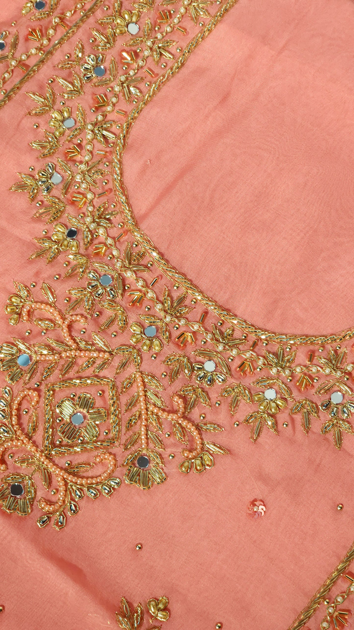 All Over Pearl Designed Suit in Peach Shade