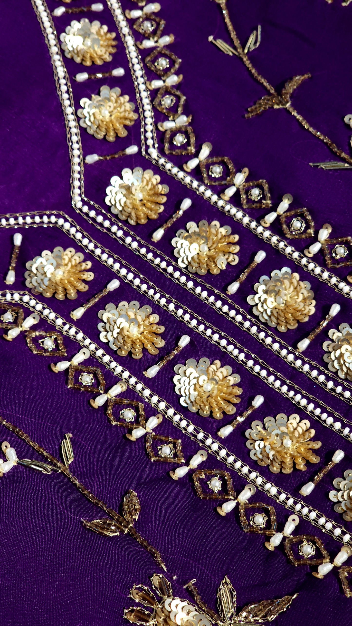 Dark Purple Shade Suit With Pearl Work Designer Suit