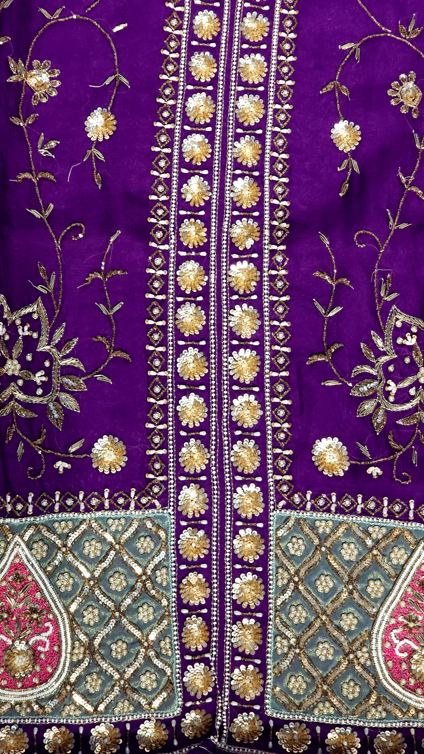 Dark Purple Shade Suit With Pearl Work Designer Suit