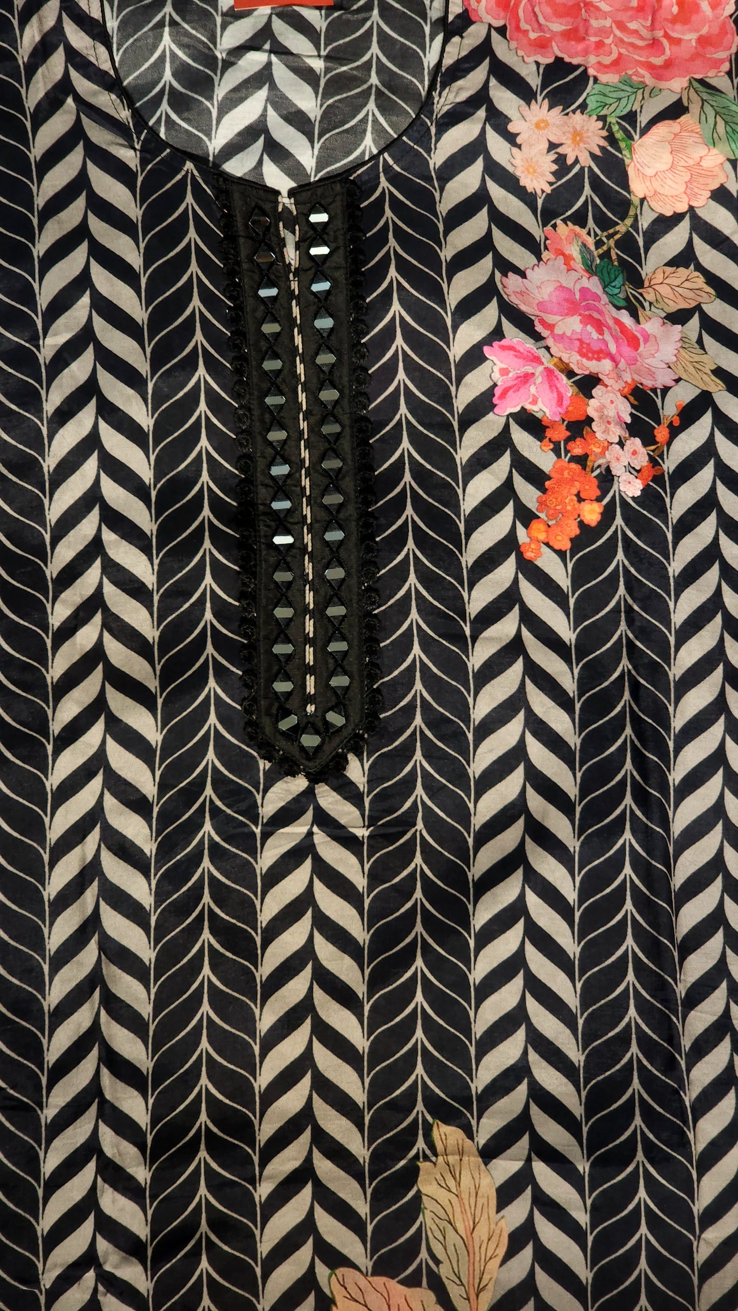 Black Floral Muslin Printed suit