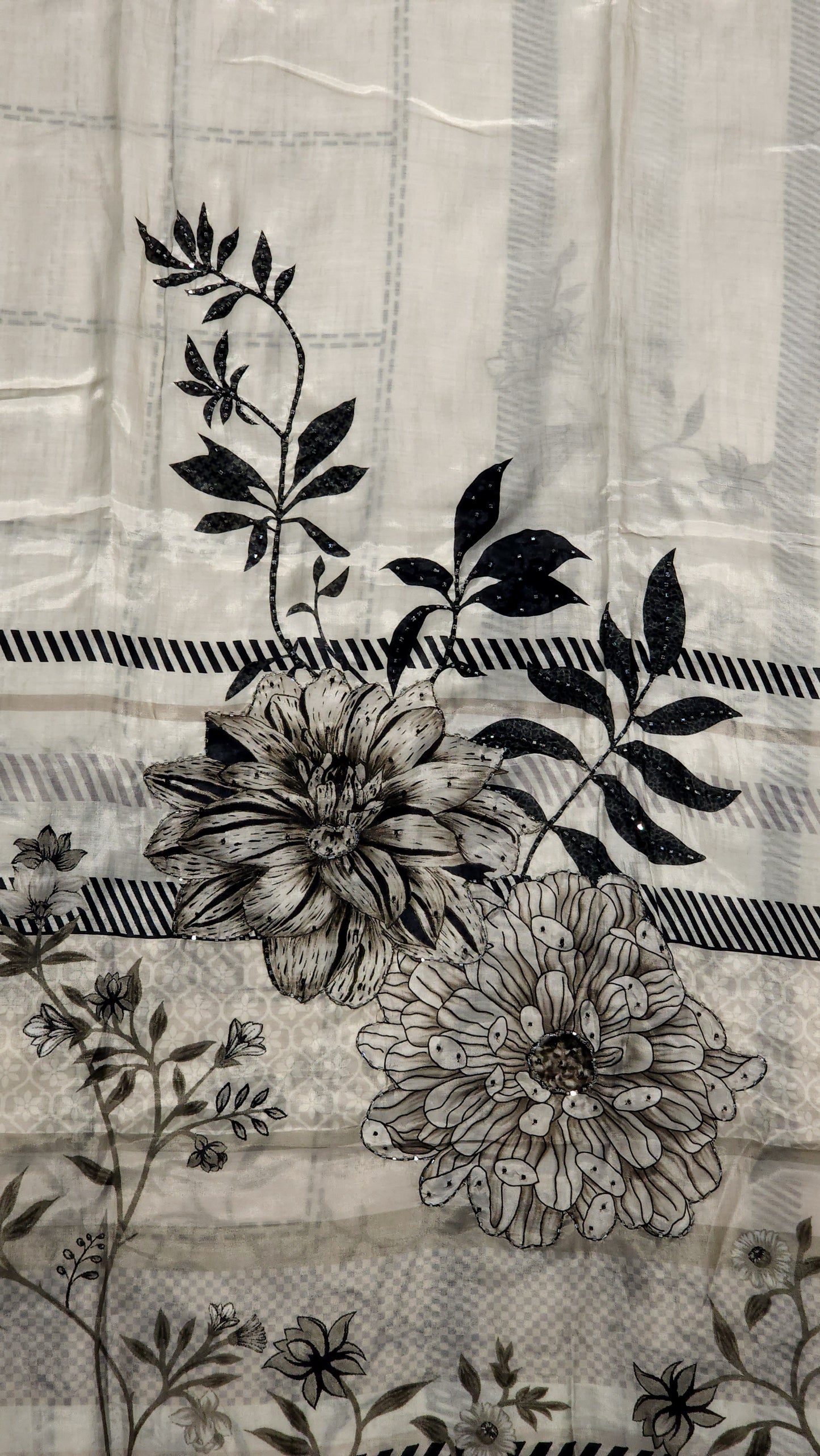 Versatile Off-White Printed Muslin Suit