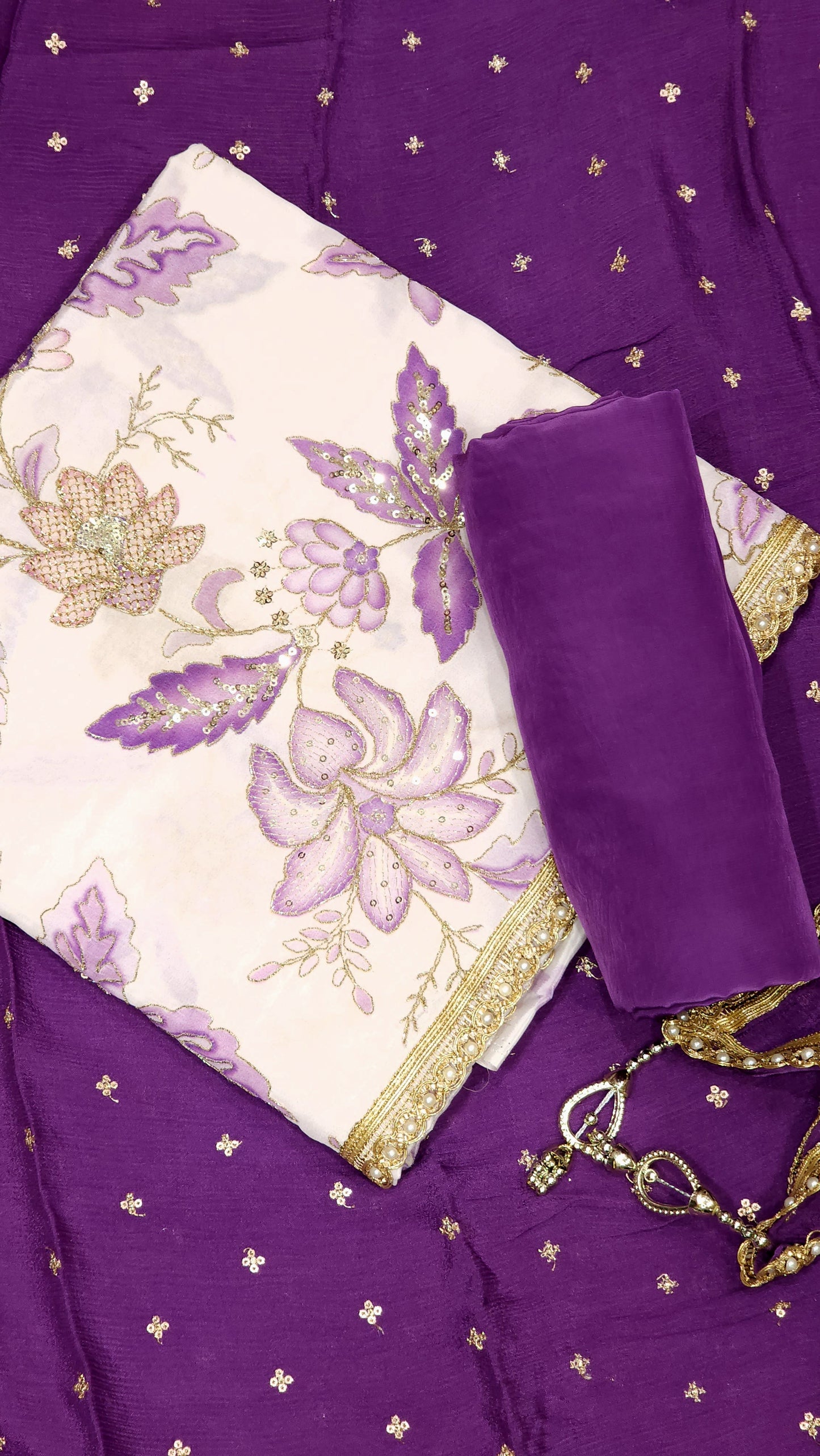 pure Crepe Floral Designed Suits Four Shades