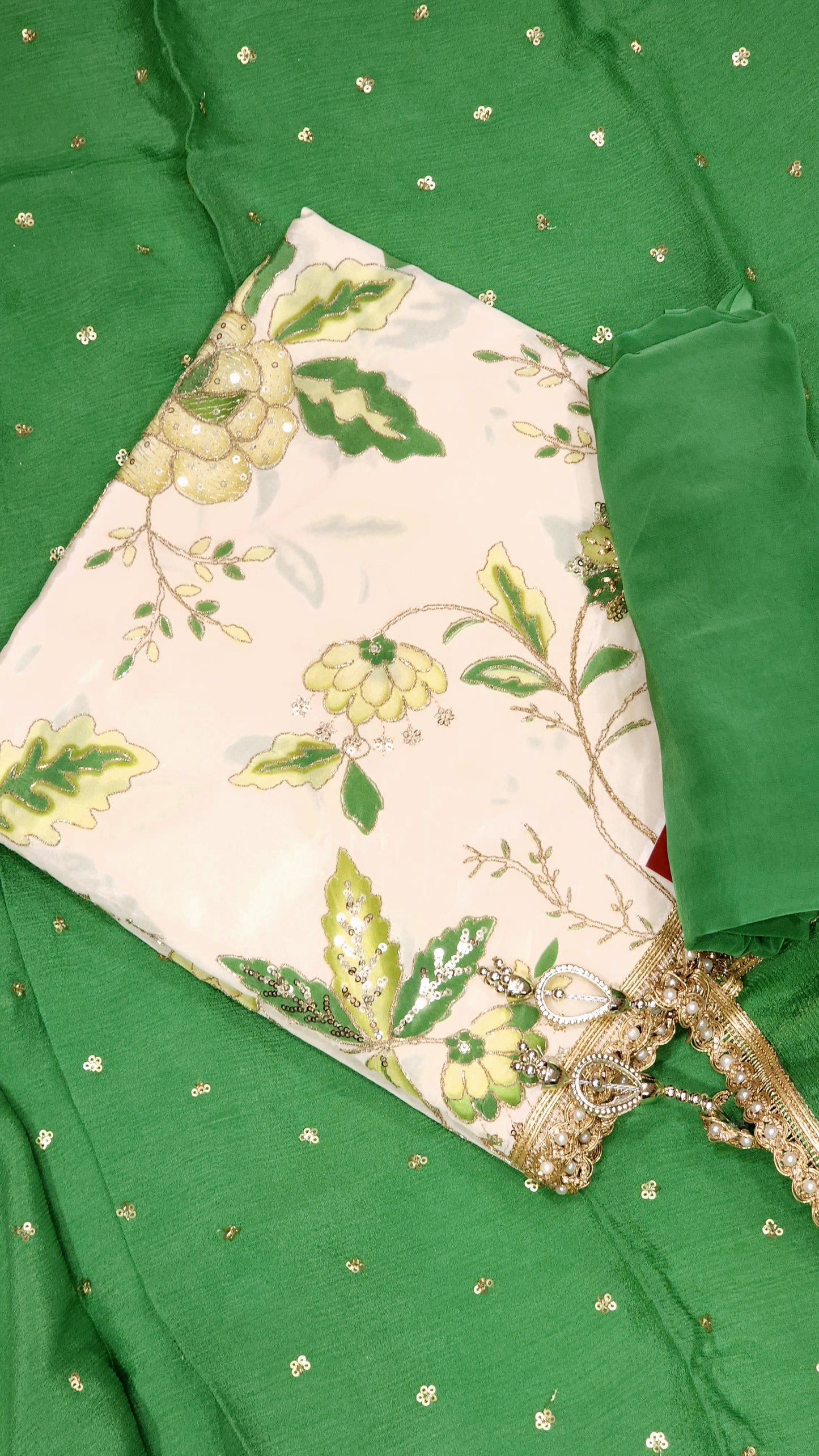 pure Crepe Floral Designed Suits Four Shades