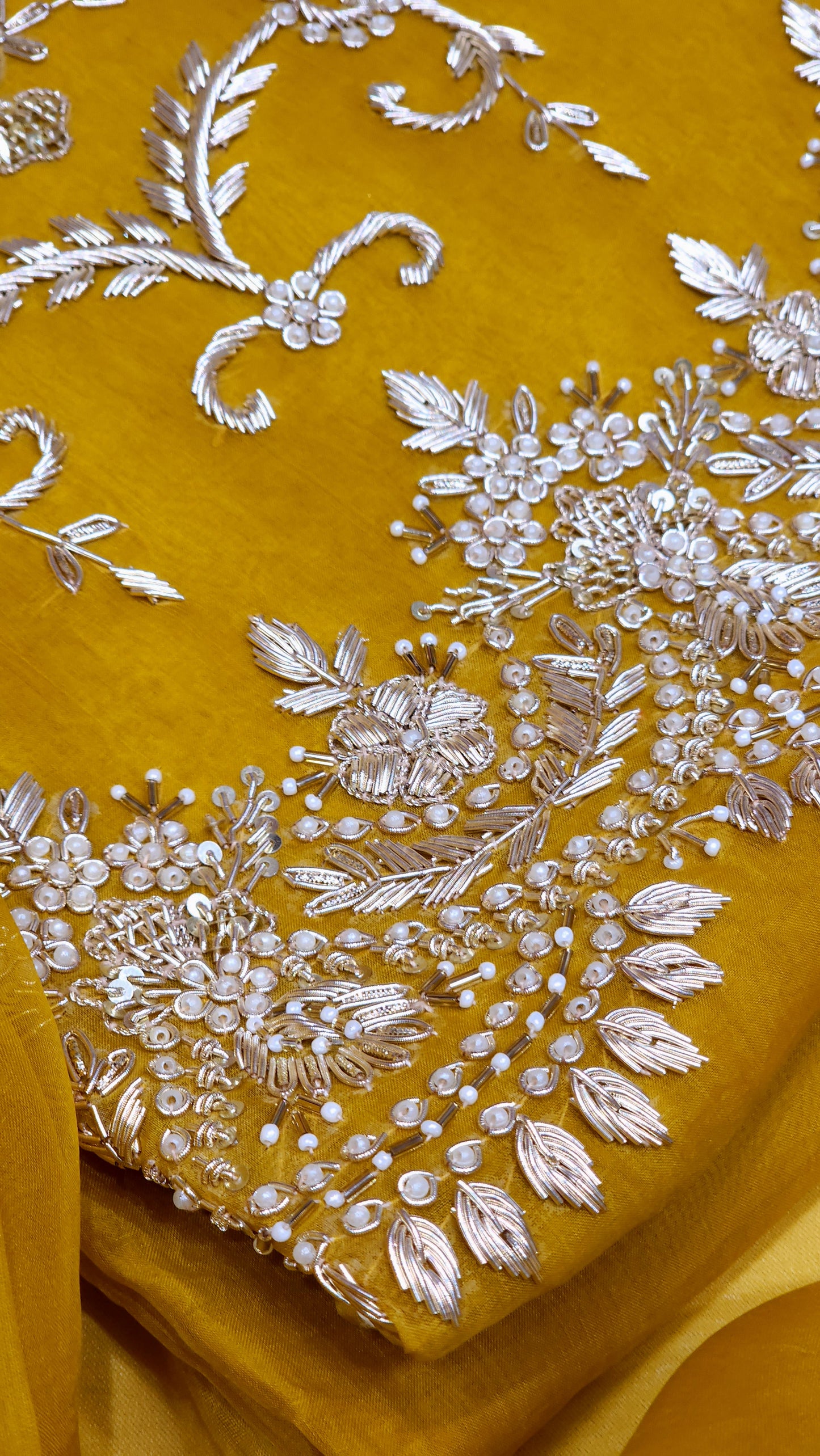 Mustard Pure Kora Designed Suit