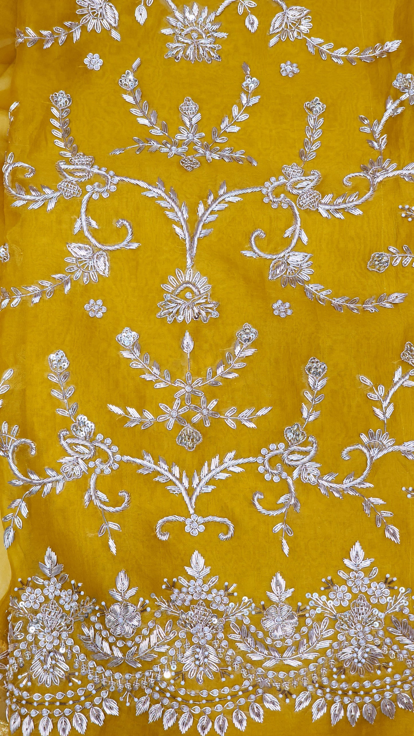 Mustard Pure Kora Designed Suit