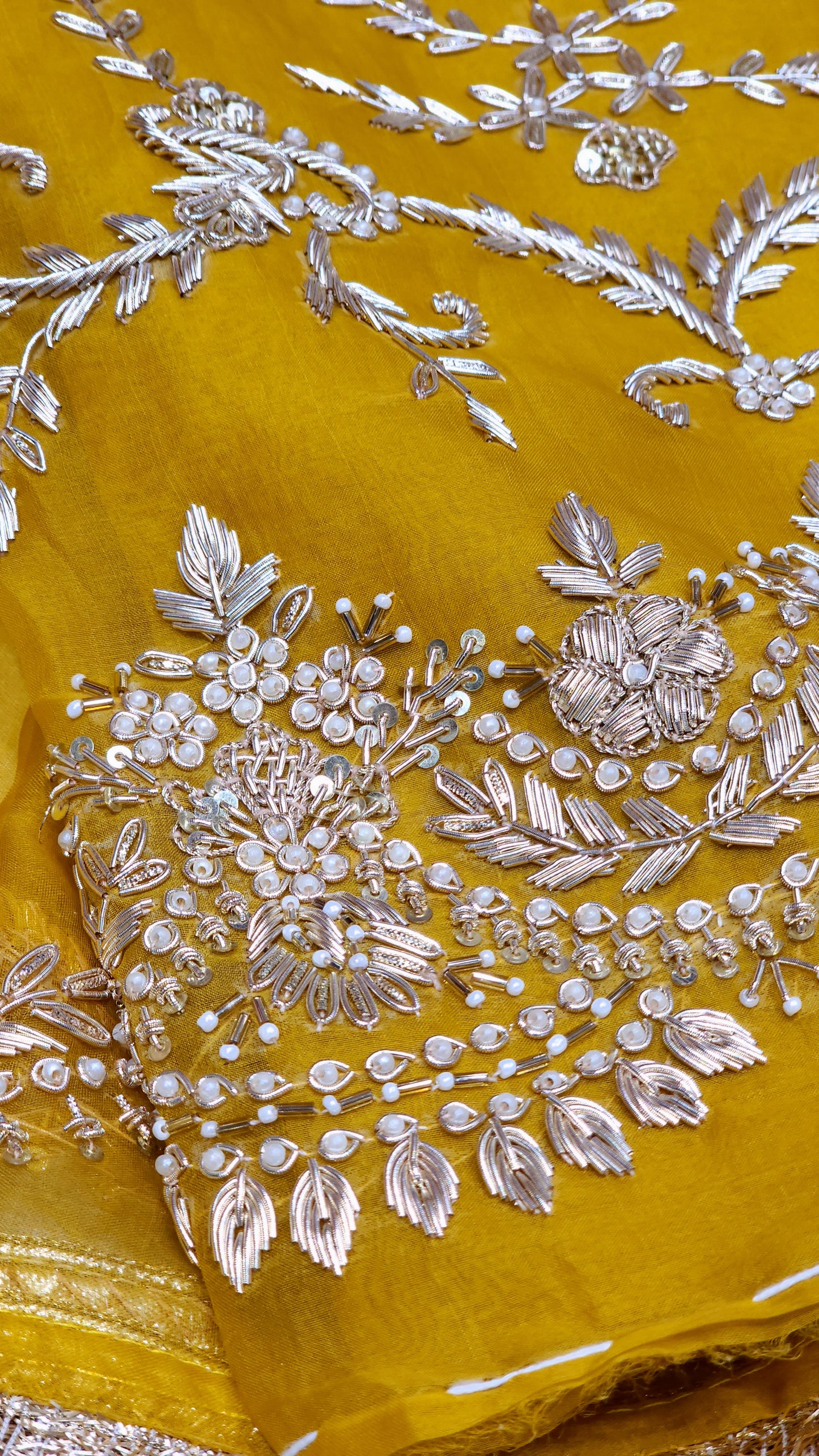 Mustard Pure Kora Designed Suit