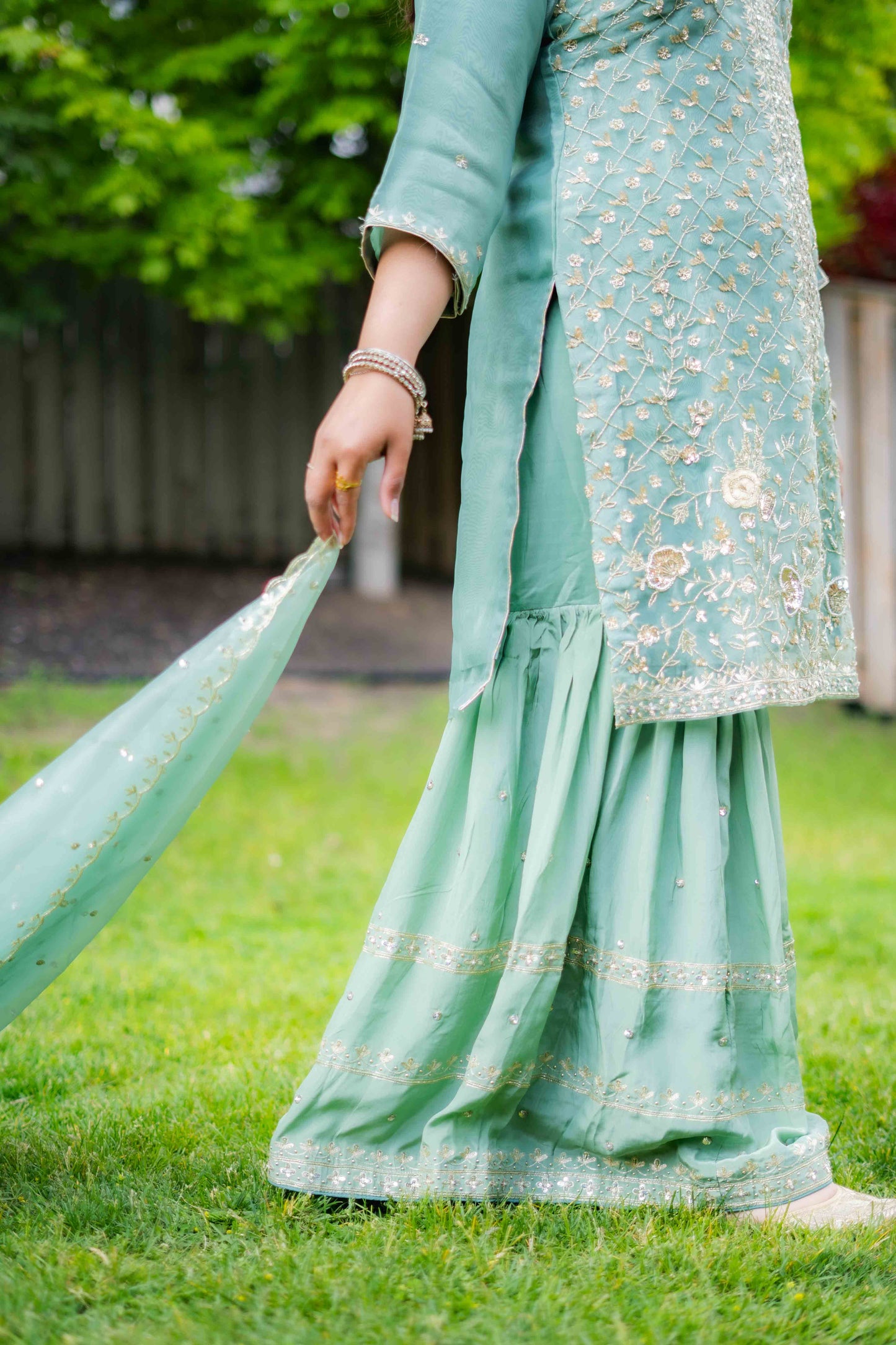 Heavy Bridal Gharara Suit – Full Front Embroidery