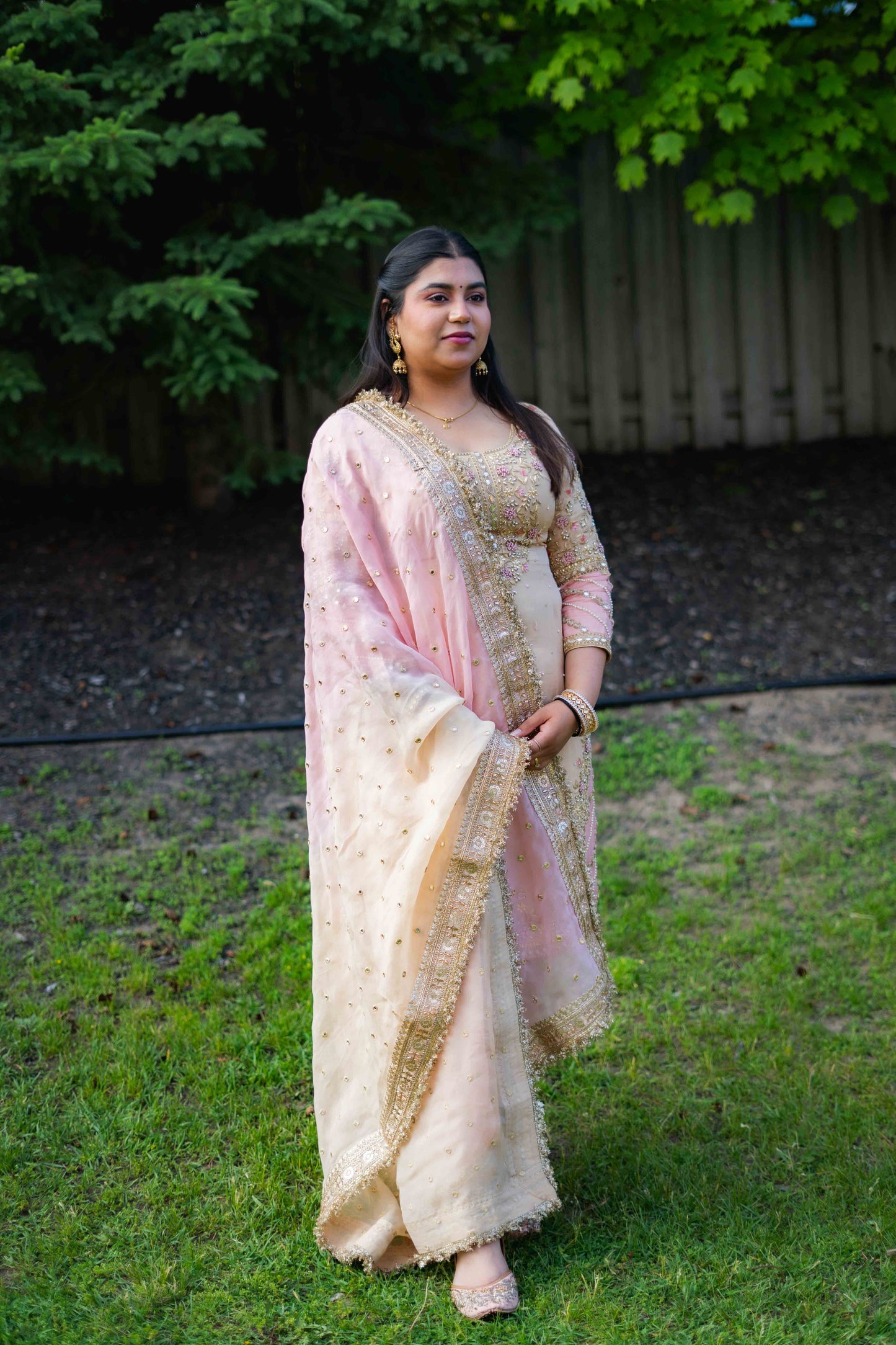Golden Organza Palazzo Suit – Radiant Elegance