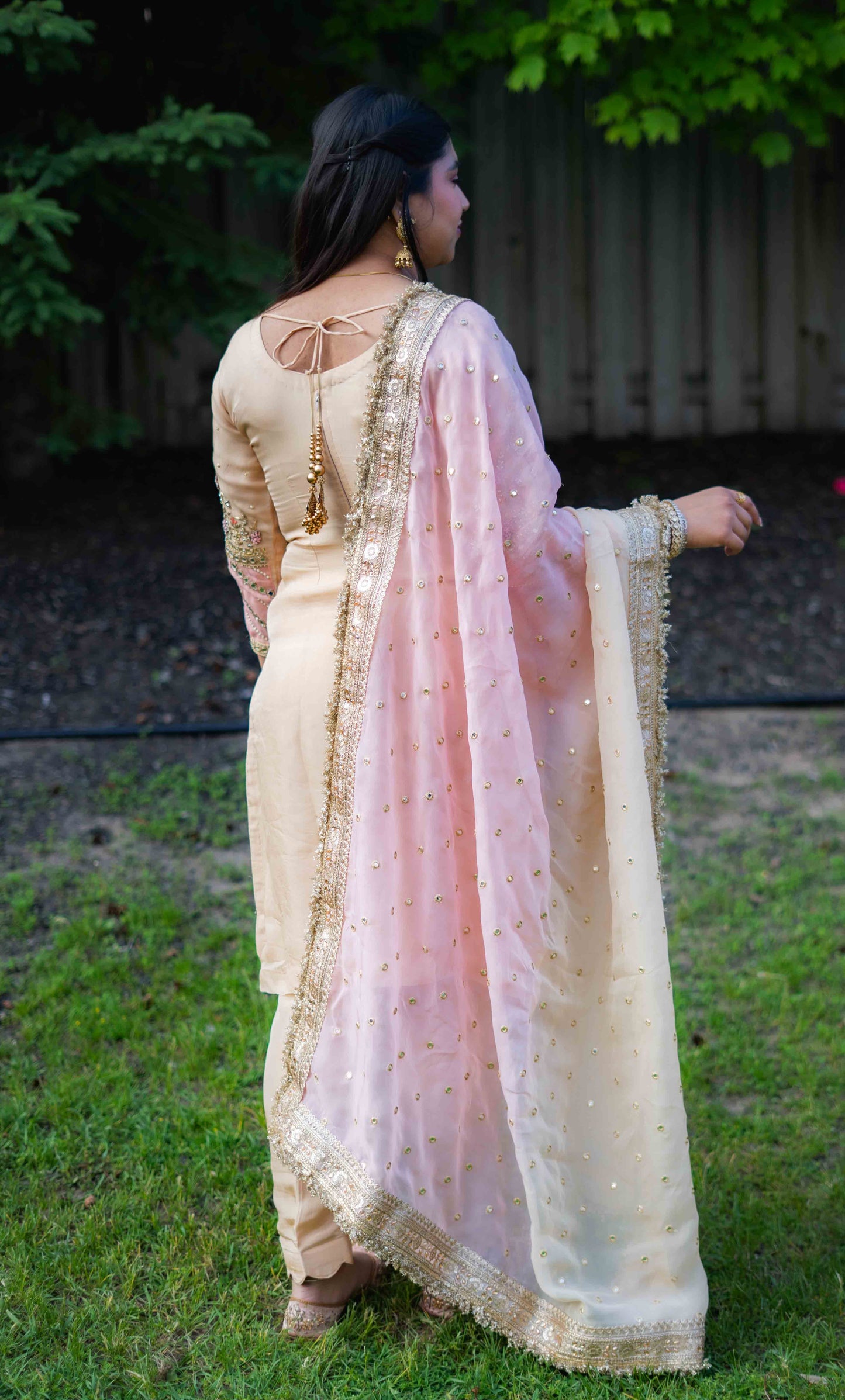 Golden Organza Palazzo Suit – Radiant Elegance