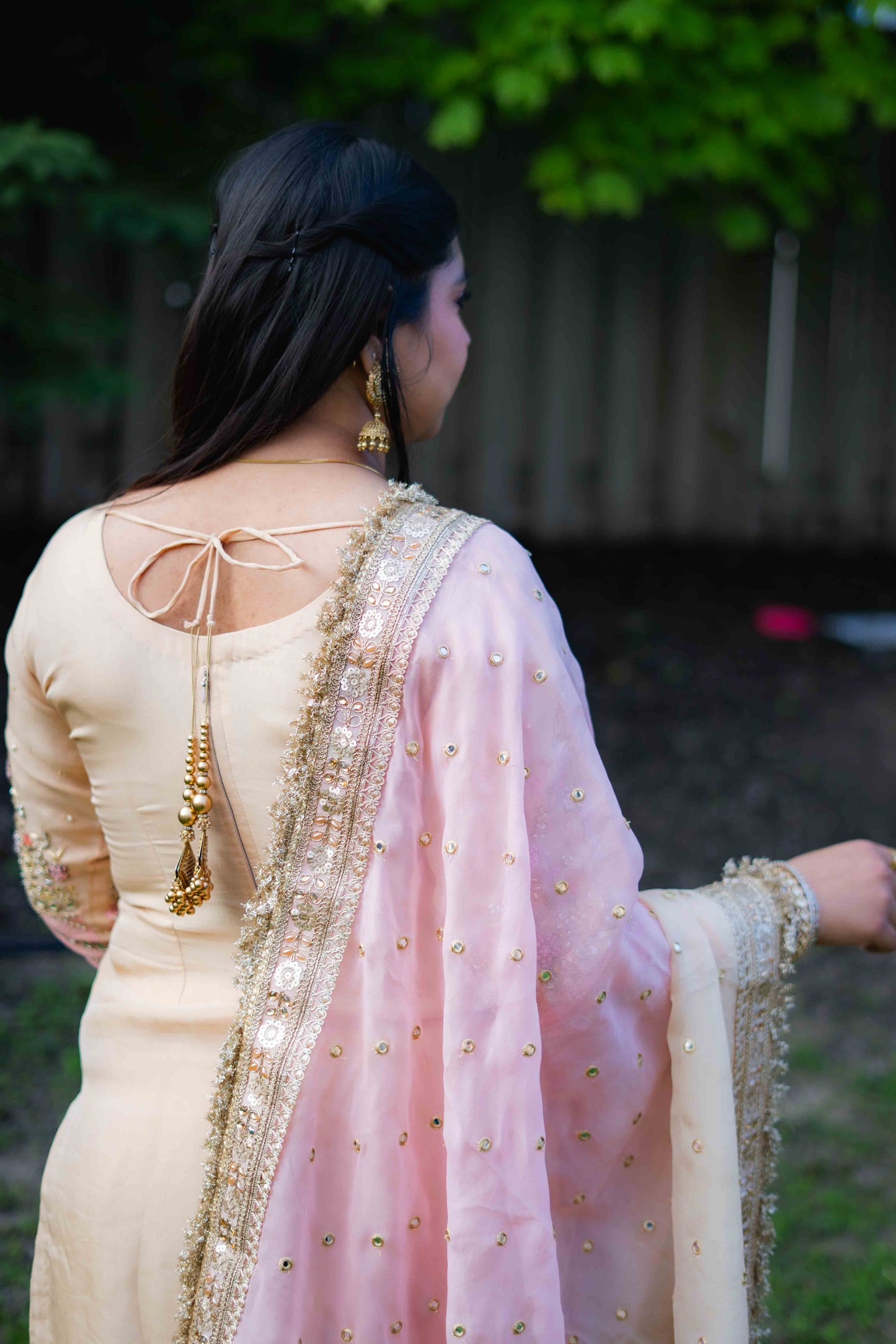 Golden Organza Palazzo Suit – Radiant Elegance