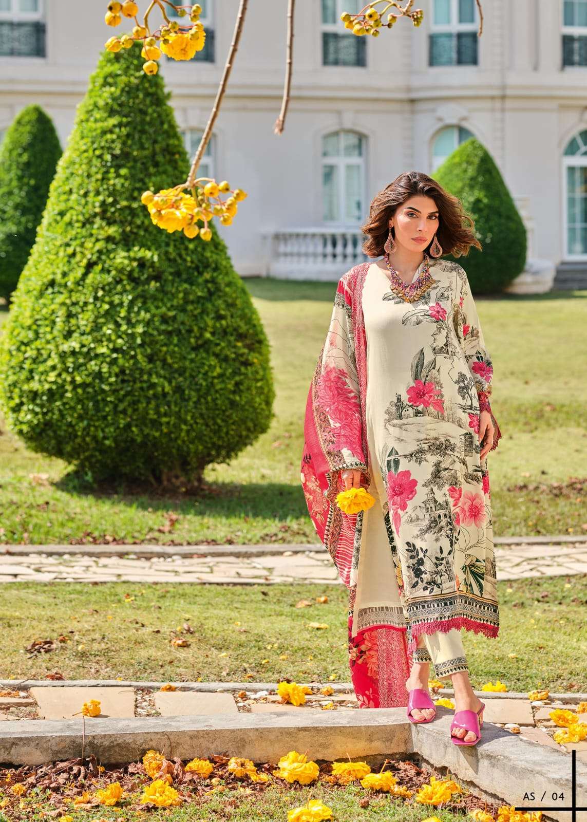 Designer Printed Salwar Suit Pink