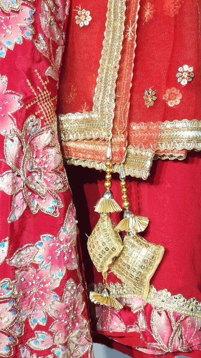 Stunning Zari Work Sleeveless Sharara Suit