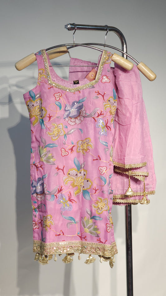Hand-painted & Hand-embroidered Sharara