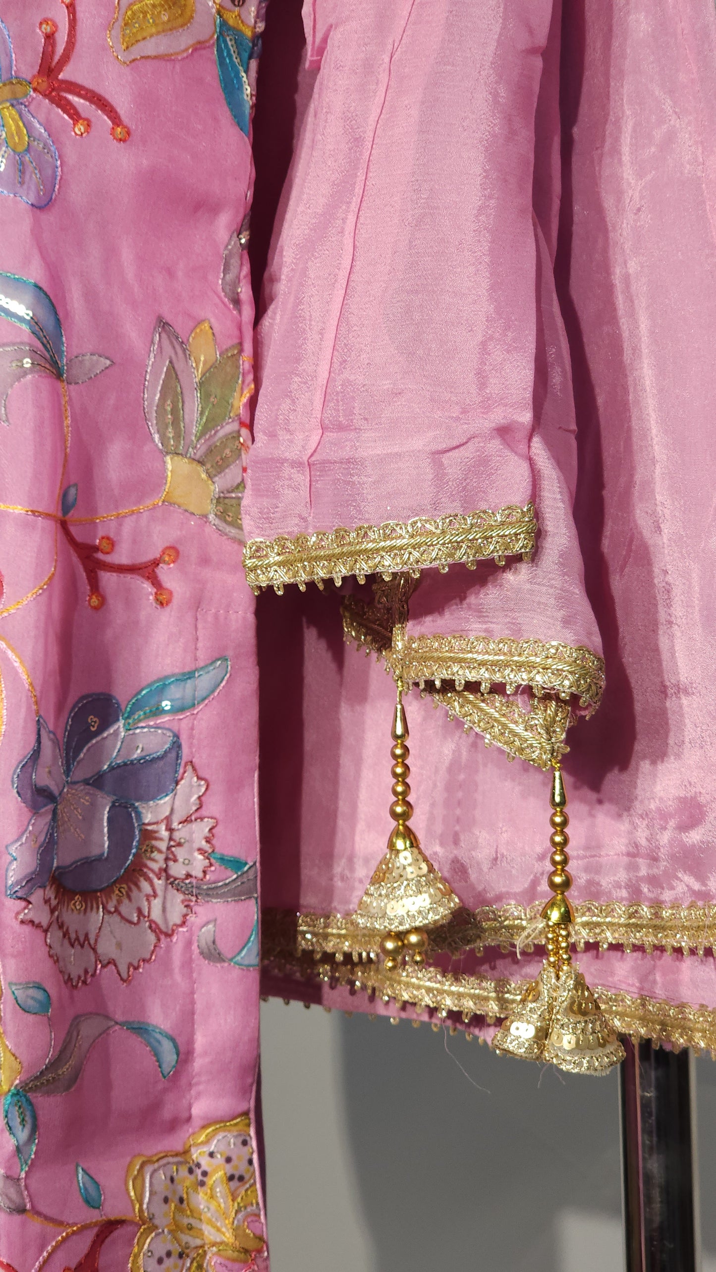 Hand-painted & Hand-embroidered Sharara