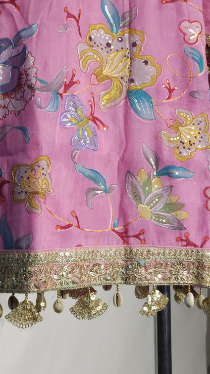 Hand-painted & Hand-embroidered Sharara