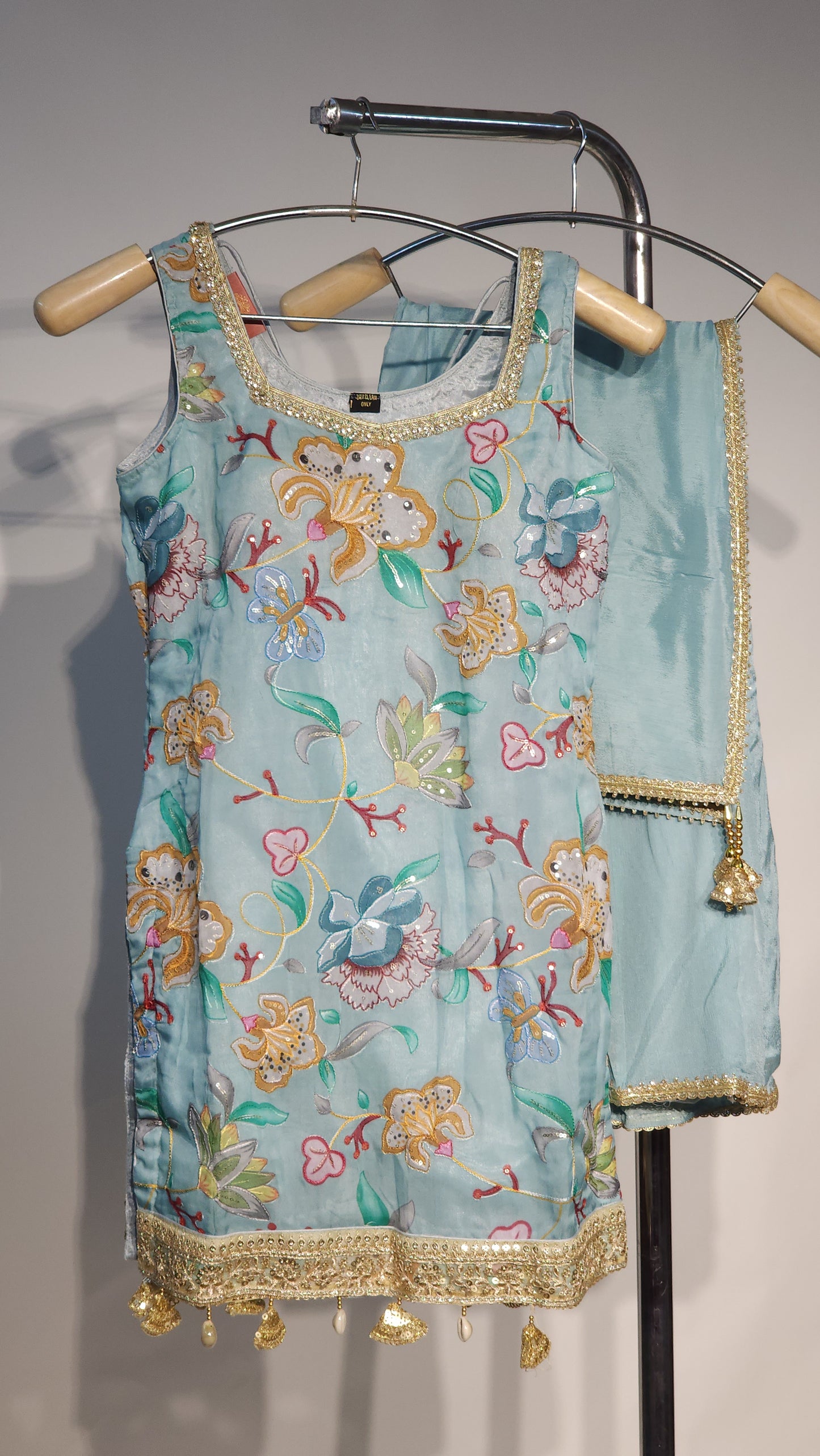 Hand-painted & Hand-embroidered Sharara