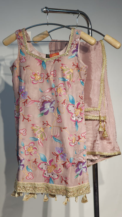 Hand-painted & Hand-embroidered Sharara