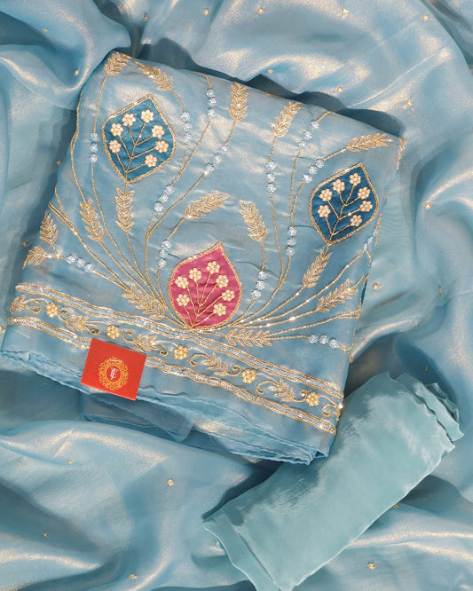 Pearl Hand Designed Suits On Shimmer Silk Base