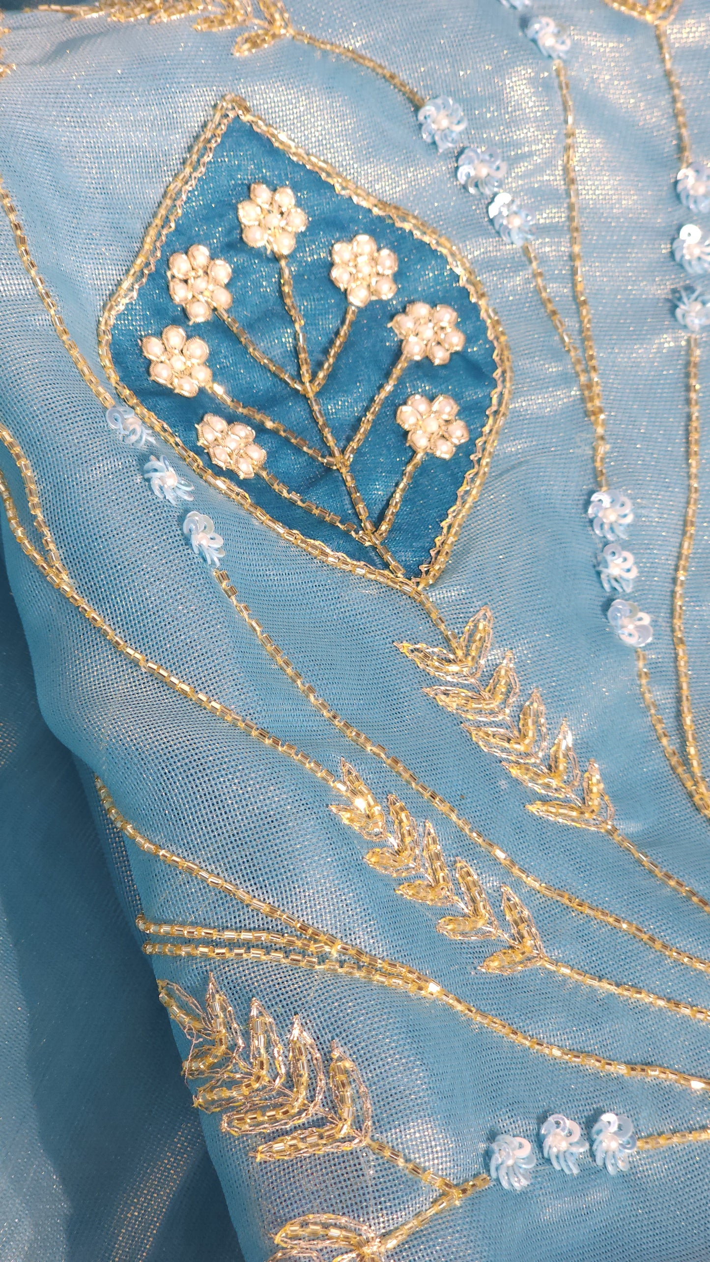 Pearl Hand Designed Suits On Shimmer Silk Base
