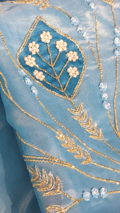 Pearl Hand Designed Suits On Shimmer Silk Base