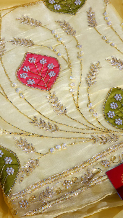 Pearl Hand Designed Suits On Shimmer Silk Base
