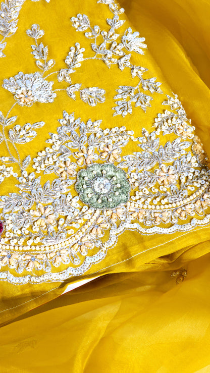 Yellow Suit Velvet Flowers Designed