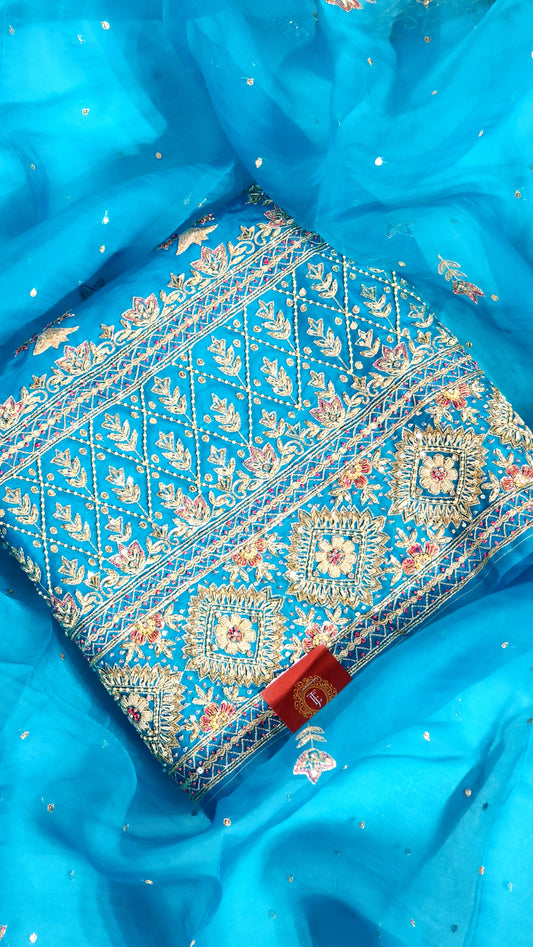 feroji Organza With Pearl Design