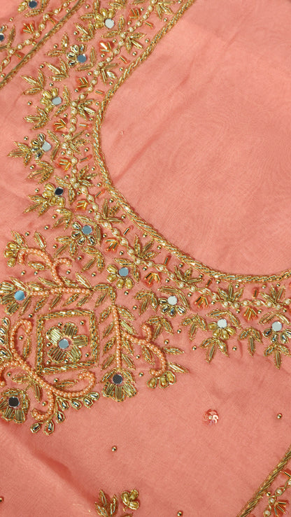 All Over Pearl Designed Suit in Peach Shade