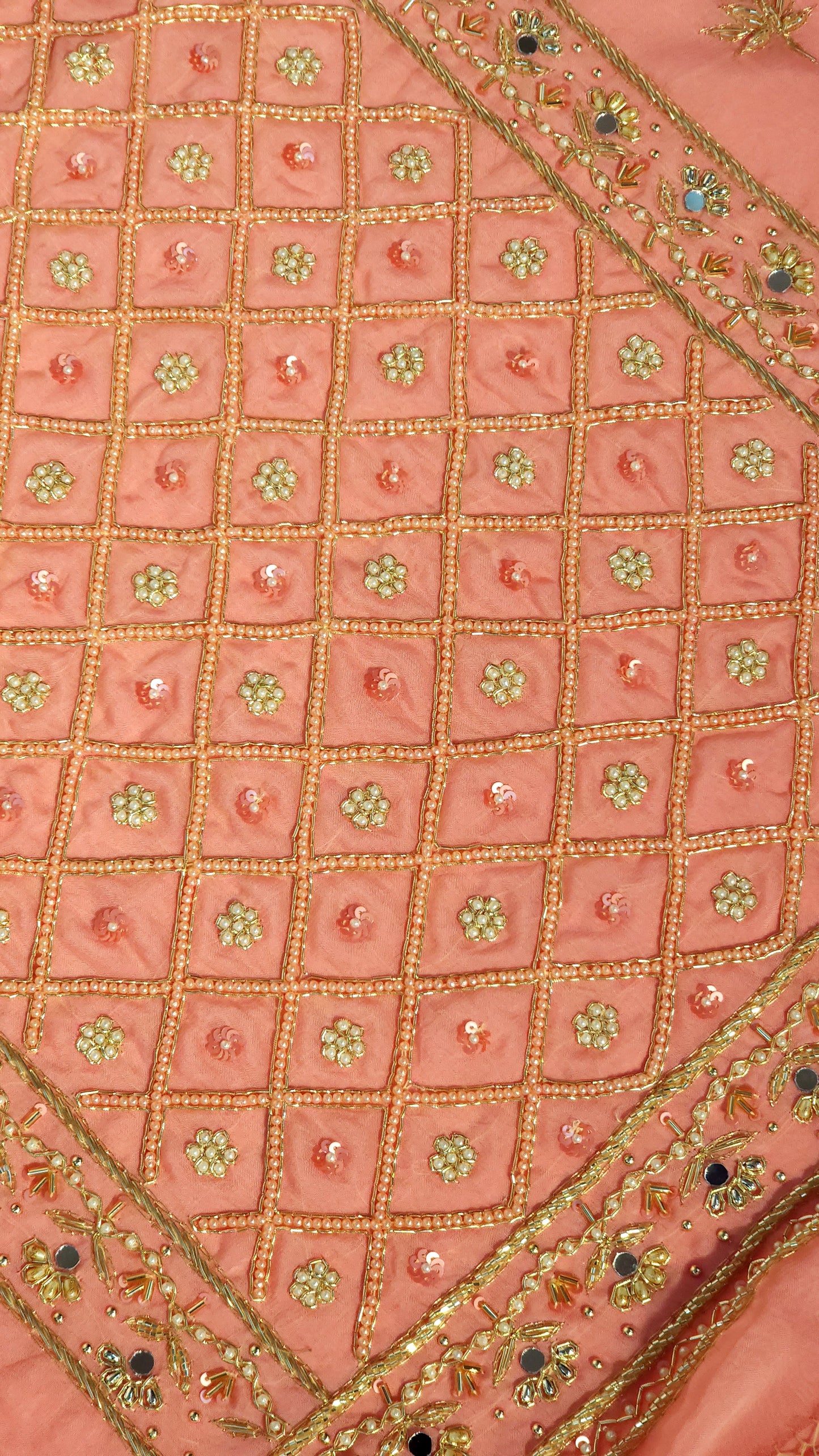 All Over Pearl Designed Suit in Peach Shade