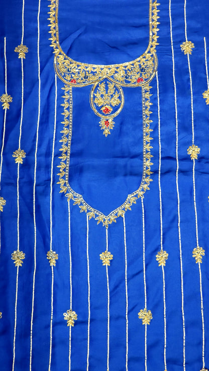 Royal blue with border handwork designed
