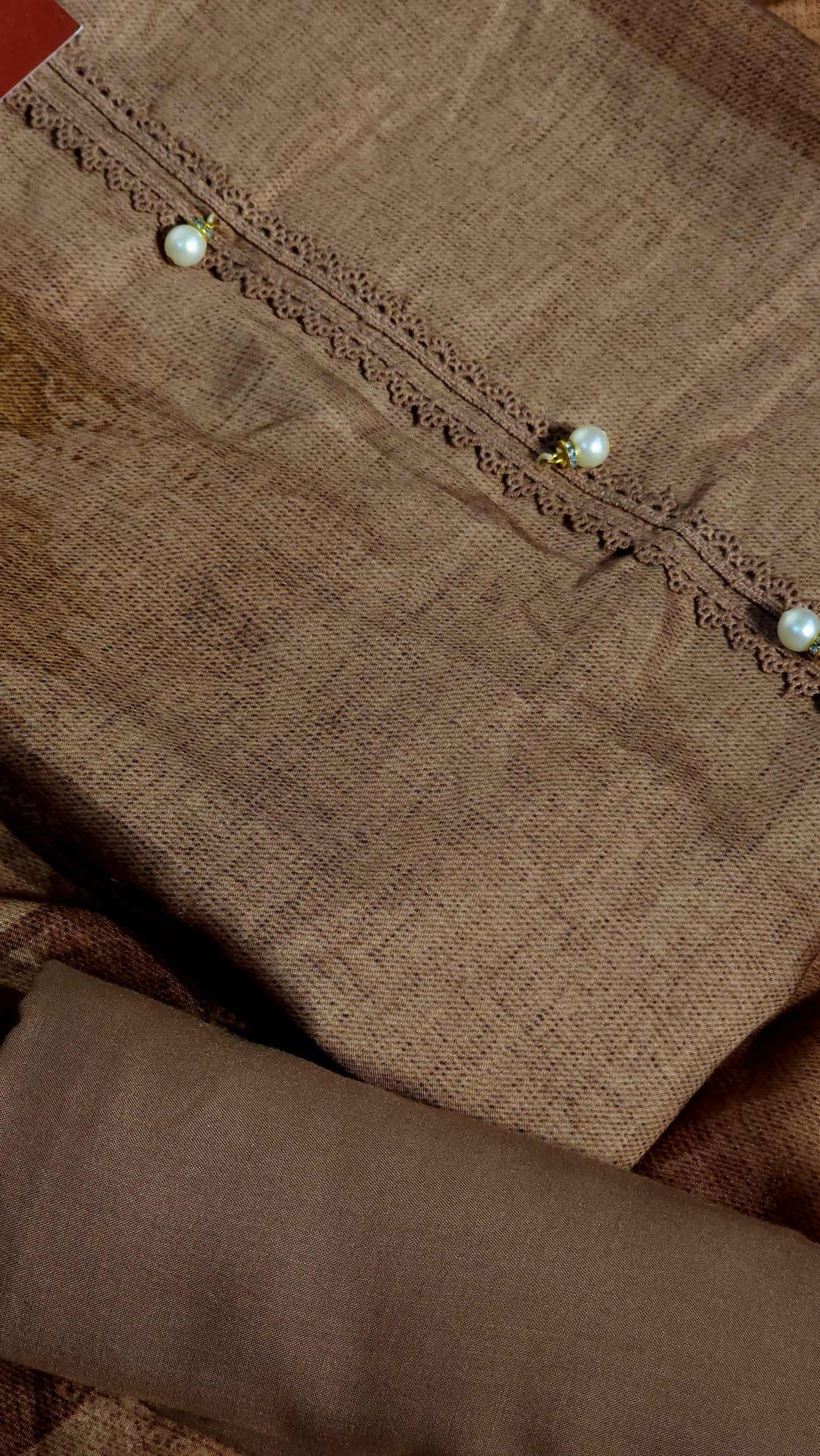 Coffee Brown Muslin Plain Suit