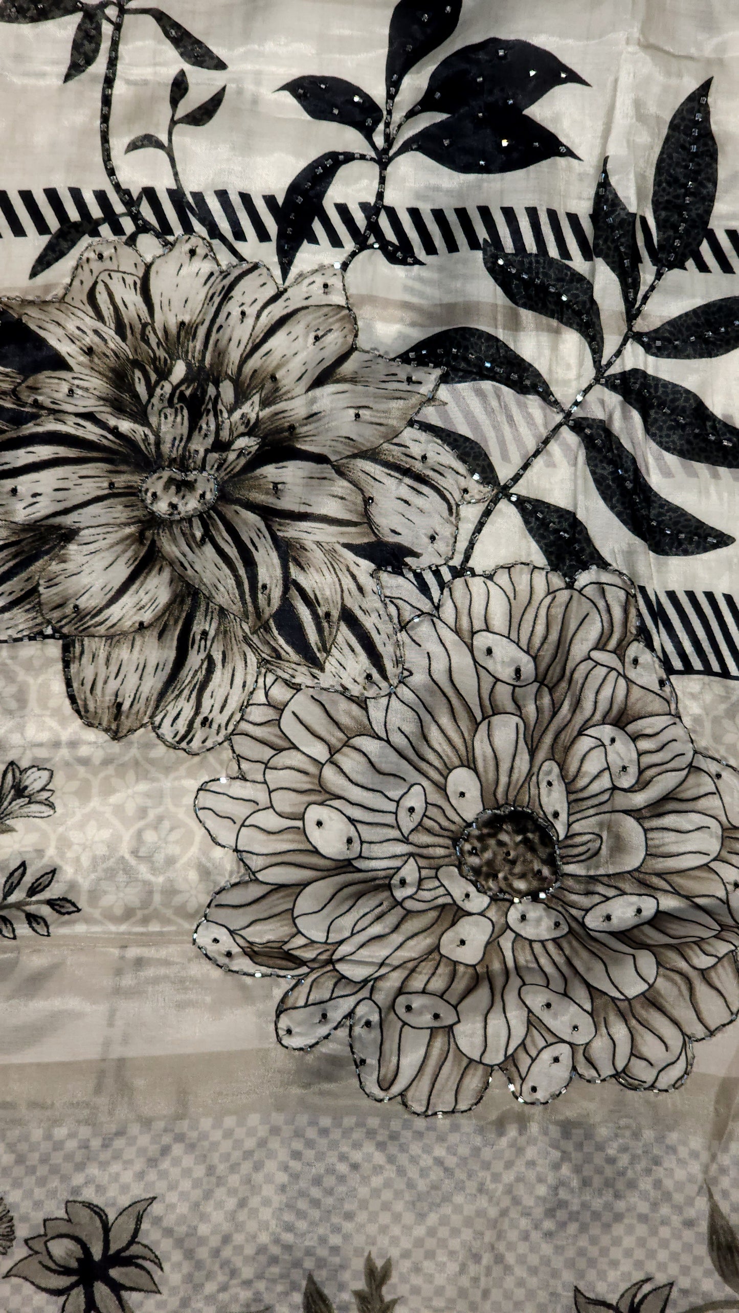 Versatile Off-White Printed Muslin Suit