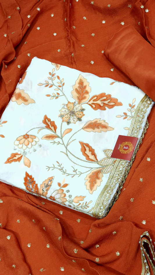 pure Crepe Floral Designed Suits Four Shades