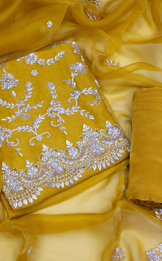 Mustard Pure Kora Designed Suit