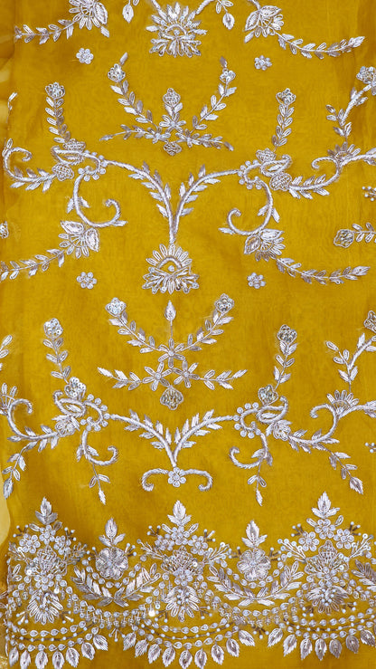 Mustard Pure Kora Designed Suit