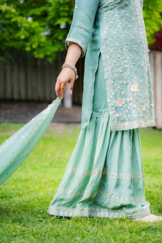 Heavy Bridal Gharara Suit – Full Front Embroidery