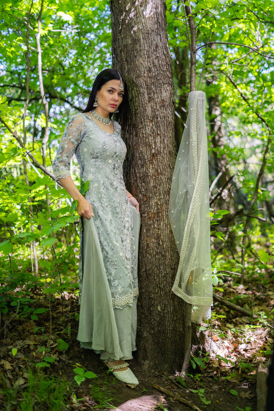 Japanese Net Sharara Suit – Delicate Detailing