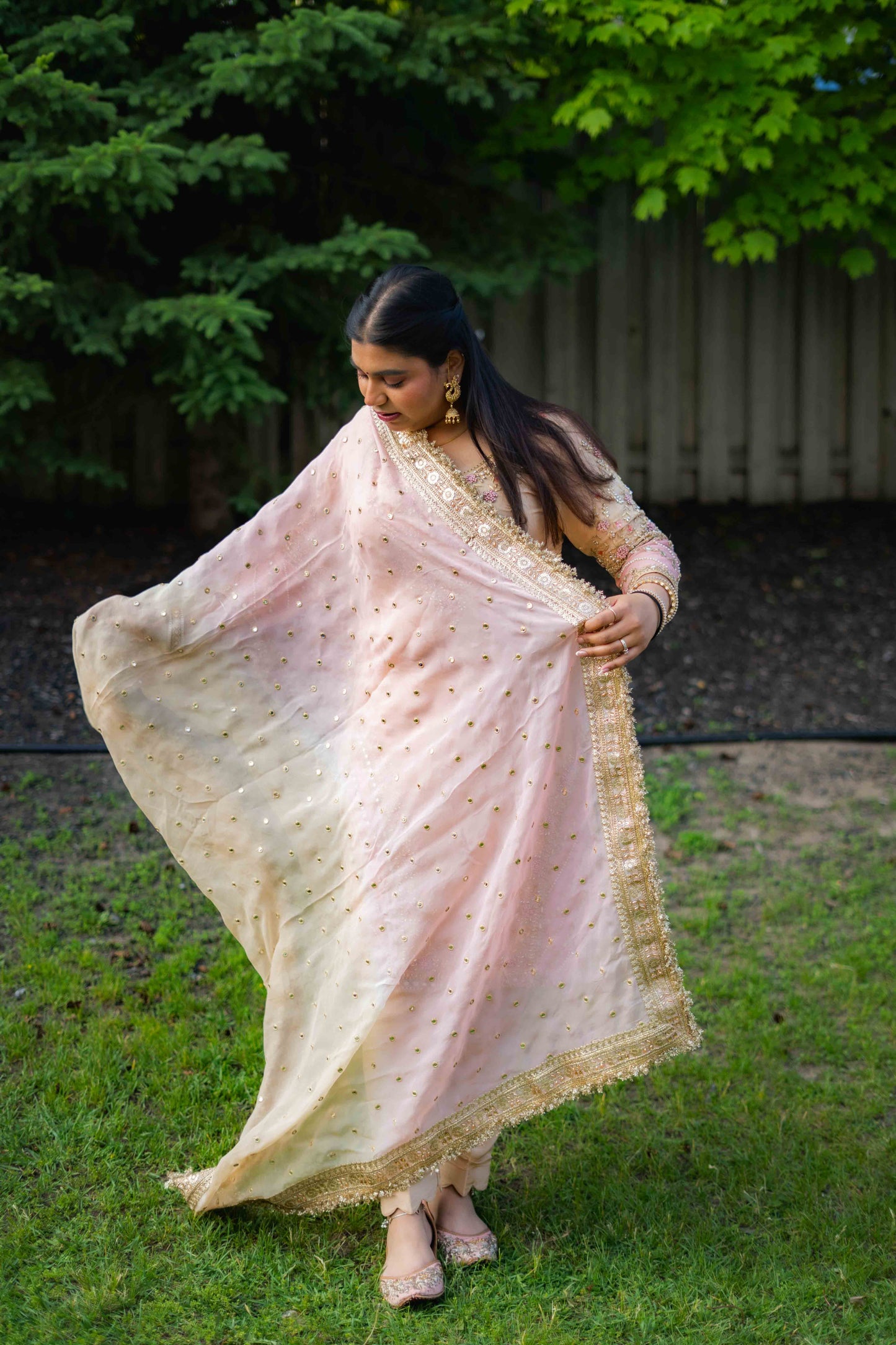 Golden Organza Palazzo Suit – Radiant Elegance