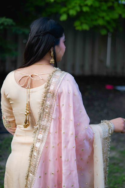Golden Organza Palazzo Suit – Radiant Elegance