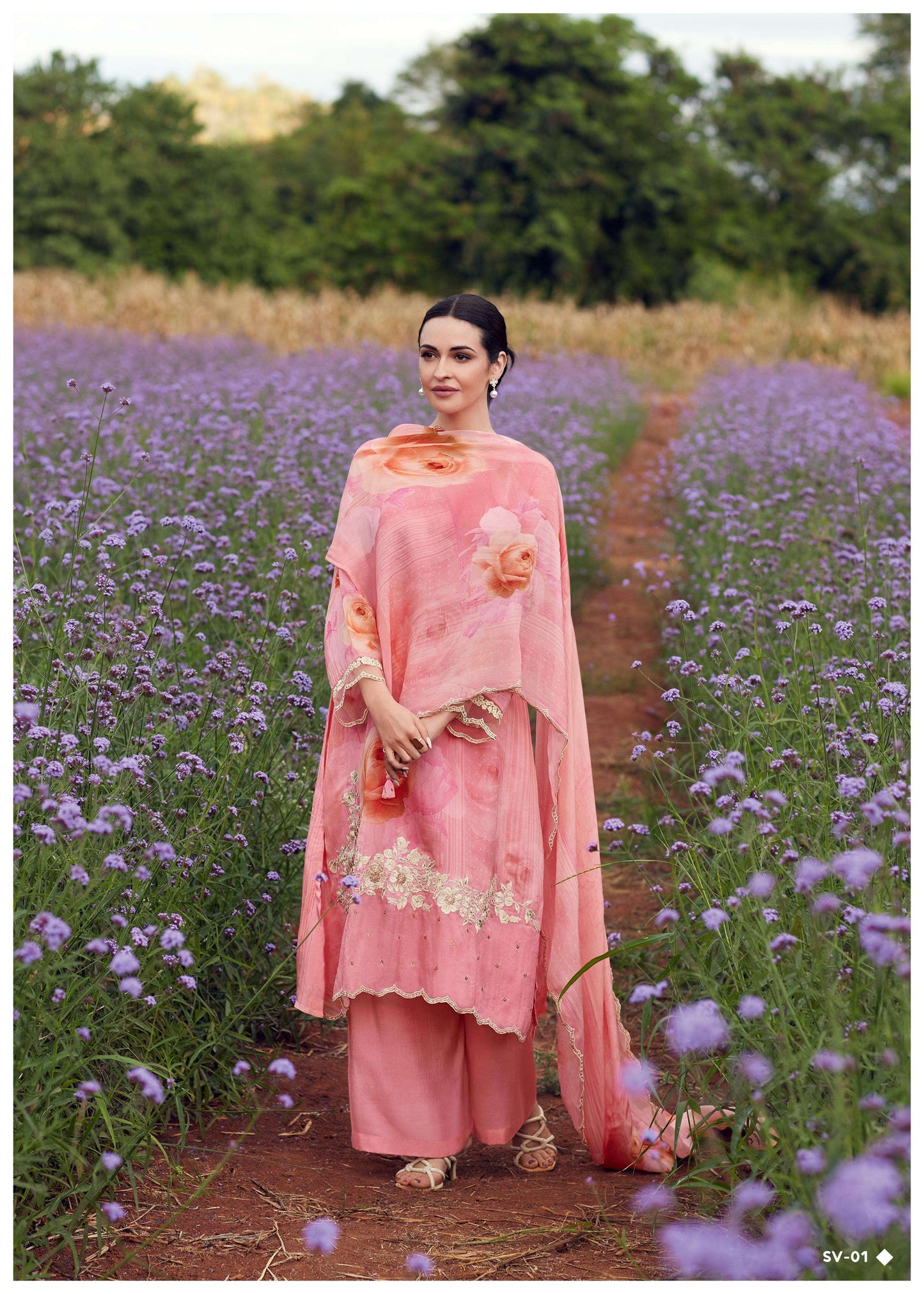 SUNKISSED VIBES  PEACH ORGANZA SALWAR SUIT